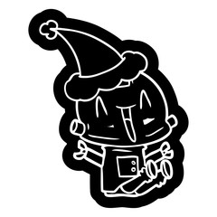 Fototapeta na wymiar cartoon icon of a robot wearing santa hat