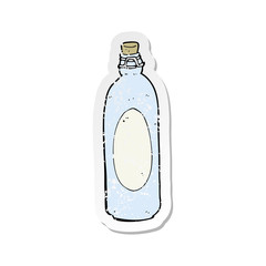 retro distressed sticker of a cartoon traditional bottle