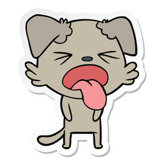 sticker of a cartoon disgusted dog