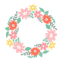 A wreath of decorative flowers.