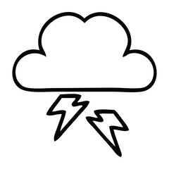 line drawing cartoon thunder cloud