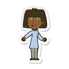 sticker of a cartoon happy woman