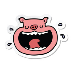 sticker of a cartoon obnoxious pig