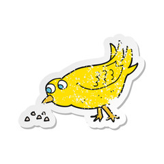 retro distressed sticker of a cartoon bird pecking seeds
