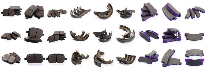 Set of brake pad for car isolated on white