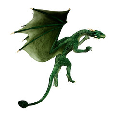 3D Rendering Fairy Tale Dragon on White