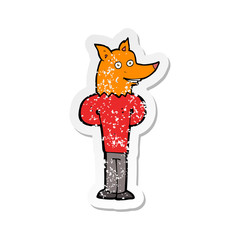 retro distressed sticker of a cartoon fox man