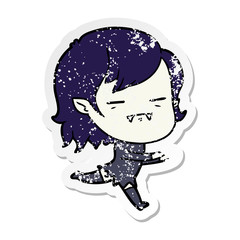 distressed sticker of a cartoon undead vampire girl running