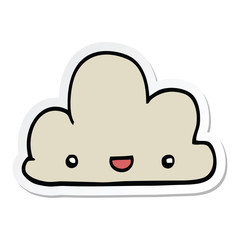 sticker of a cartoon tiny happy cloud