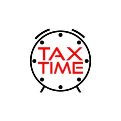 Red Tax time icon, Clock concept