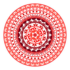 Beautiful Indian ornament, mandala pattern. Flat simple design vector illustration isolated on white background.