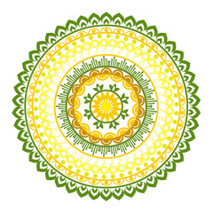 Beautiful Indian ornament, mandala pattern. Flat simple design vector illustration isolated on white background.