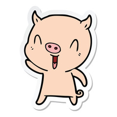 sticker of a happy cartoon pig