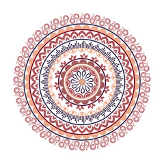 Beautiful Indian ornament, mandala pattern. Flat simple design vector illustration isolated on white background.