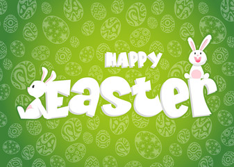 Rabbit and eggs in Easter day.Bunny Ears background Vector