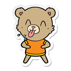 sticker of a rude cartoon bear