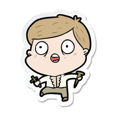 sticker of a cartoon man hunting vampires