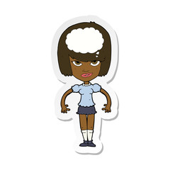 sticker of a cartoon woman with idea