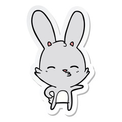 Fototapeta na wymiar sticker of a curious bunny cartoon