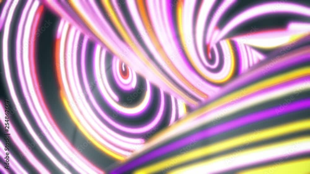 Poster colorful twisted lines flowing fast, seamless loop. abstract motion background with narrow lines of 