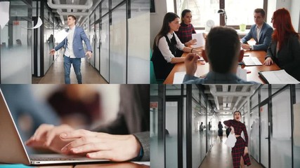 4 in 1: business concept. successful business people indoors