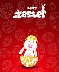 Rabbit and eggs in Easter day.Bunny Ears Vector