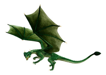 3D Rendering Fairy Tale Dragon on White