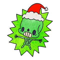 christmas textured cartoon of kawaii skeleton