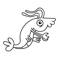 quirky line drawing cartoon crayfish