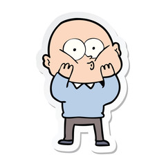 sticker of a cartoon bald man staring