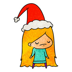 christmas textured cartoon of kawaii girl