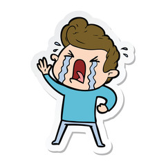 Obraz premium sticker of a cartoon crying man
