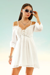 Slim young woman and summer time 