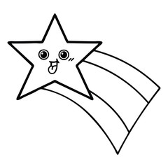 line drawing cartoon shooting rainbow star