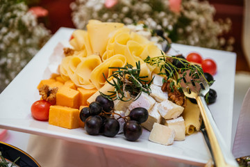 Beautifully decorated catering banquet table set