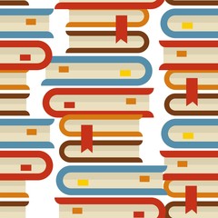 Book piles seamless pattern bookmarks and volumes textbooks