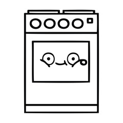 line drawing cartoon kitchen oven