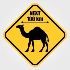 Road sign - Attention Animal, Camels Crossing. Vector illustration