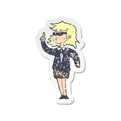 retro distressed sticker of a cartoon agent woman