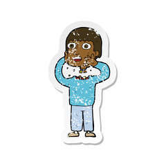 retro distressed sticker of a cartoon secret robot