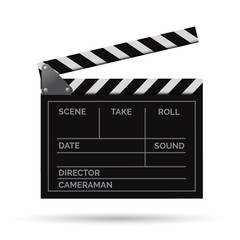 Fototapeta na wymiar Vector realistic movie clapper slapstick with markup front view isolated on white background