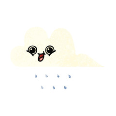 retro illustration style cartoon rain cloud