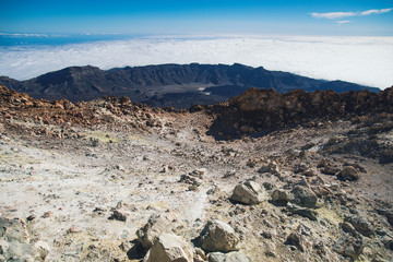 On top of a volcano. Teide. Volcano on Tenerife. Spain. The mountains.