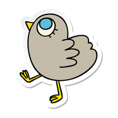 sticker of a quirky hand drawn cartoon yellow bird