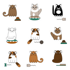 Cartoon cute colorful cats seamless pattern