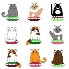 Cartoon cute colorful cats seamless pattern