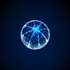 Abstract basketball ball. Low polygonal style design.