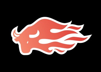 bull fire logo vector icon illustration for branding, car wrap decal, sticker and stripes