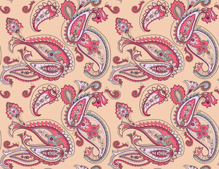 vector seamless graphical orient paisley pattern. Ethnic allover background design.
