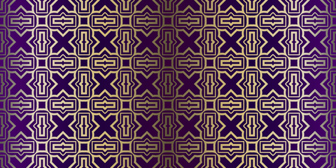 Vector Paper For Scrapbook. Luxury Texture For Wallpaper, Invitation. Seamless Geometric Ornament. Purple gold color